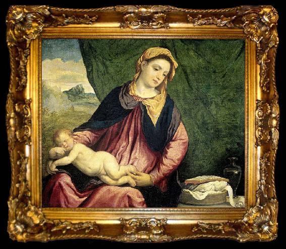 framed  Paris Bordone Madonna with Sleeping Child, ta009-2